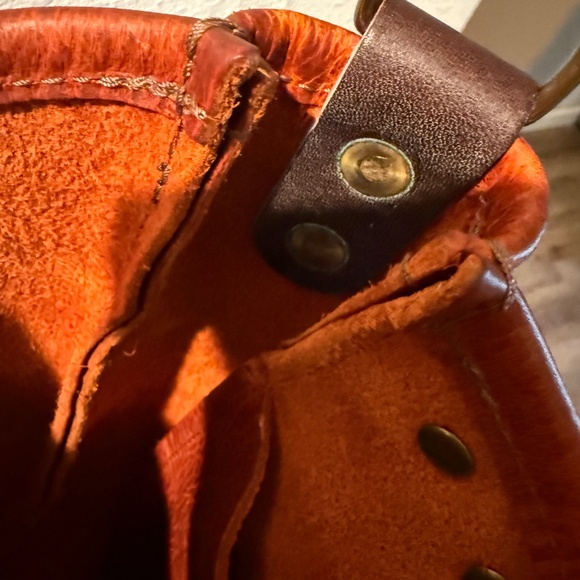 Go Forth Goods Small Celeste LTD Tangerine Bison Leather W/ Mocha Leather Trim - Picture 11 of 13